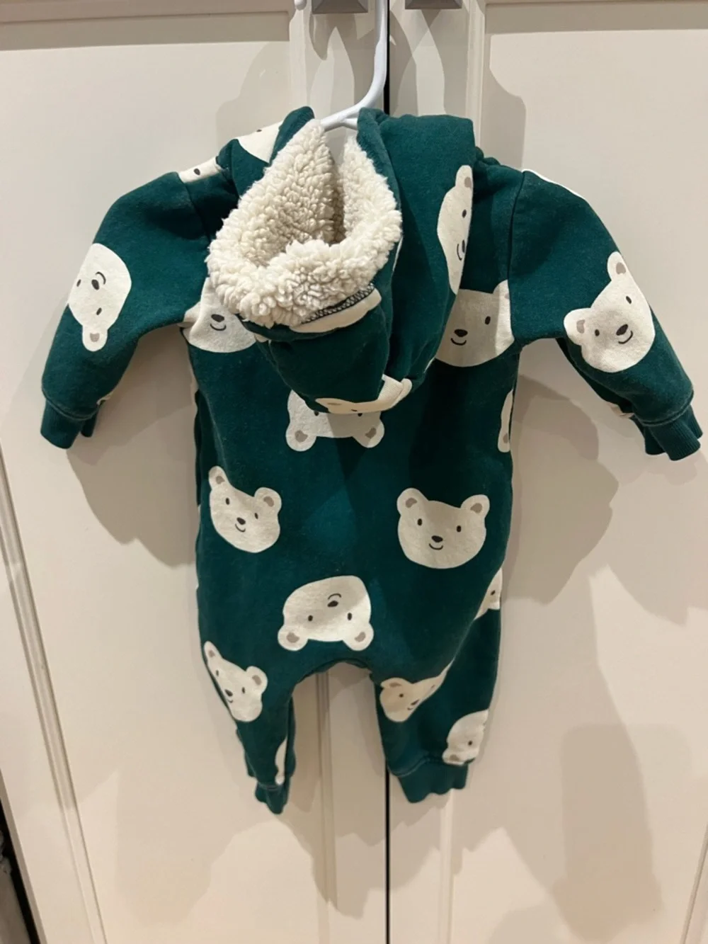 Carter's 6m Teal One-Piece Footie with Cream Bear Faces - Picture 4 of 4
